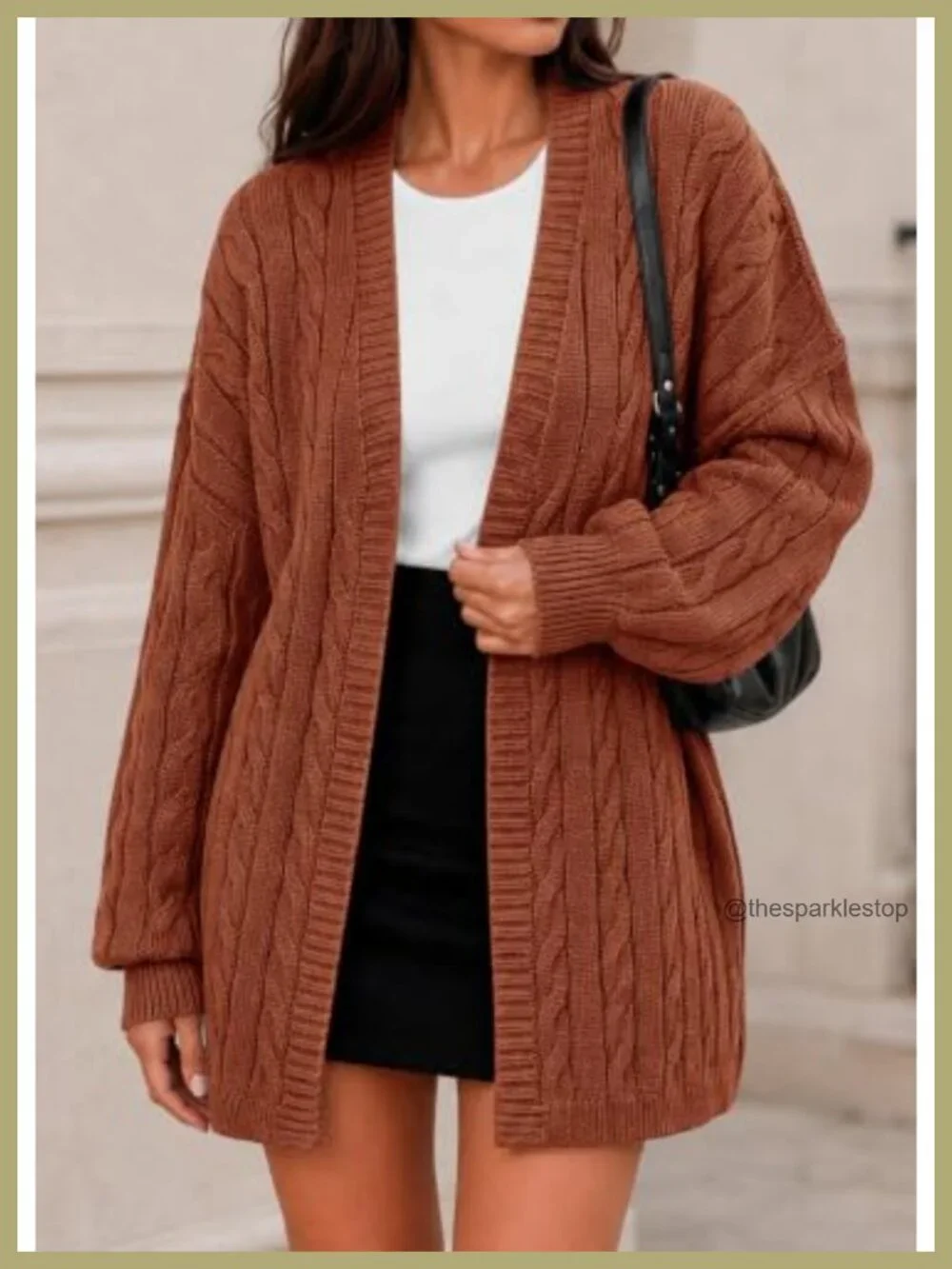 Oversized Cable Knit Cardigan Women Open Front Cozy Fall Winter Long Lantern